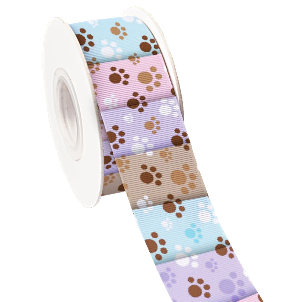 5yards Bones Dog Claw Prints Grosgrain Ribbon Satin Ribbon for Wrapping Hair Bow DIY Decor Gift Packing Key Ribbon Fans Gift