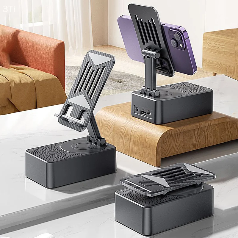 3 في 1 حامل جوّال بلاستيكي المحمول سمّاعات بلوتوث قوة البنك الدورية طوي كسول حامل سطح المكتب حامل للهاتف الخليوي أقراص