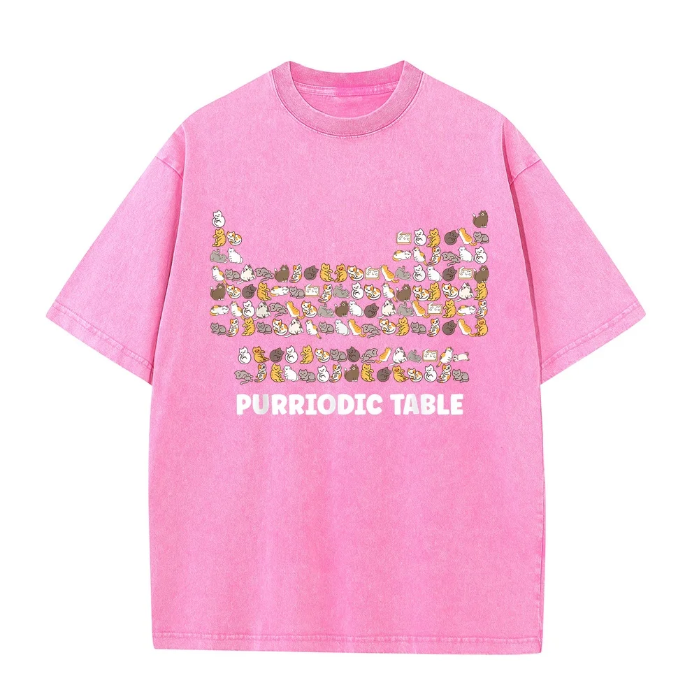 Cat Periodic Table Chemistry Science Gifts for Dad Mom T-Shirt Men Man's Kids Luxury Loose Fit Oversize T-Shirts Short Sleeve