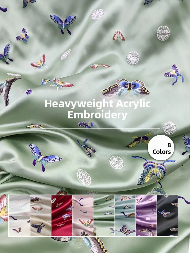 

Изысканная вышитая шелковая атласная ткань в китайском стиле для пошива одежды и рукоделия, всесезонный узор, с возможностью индивидуального заказа