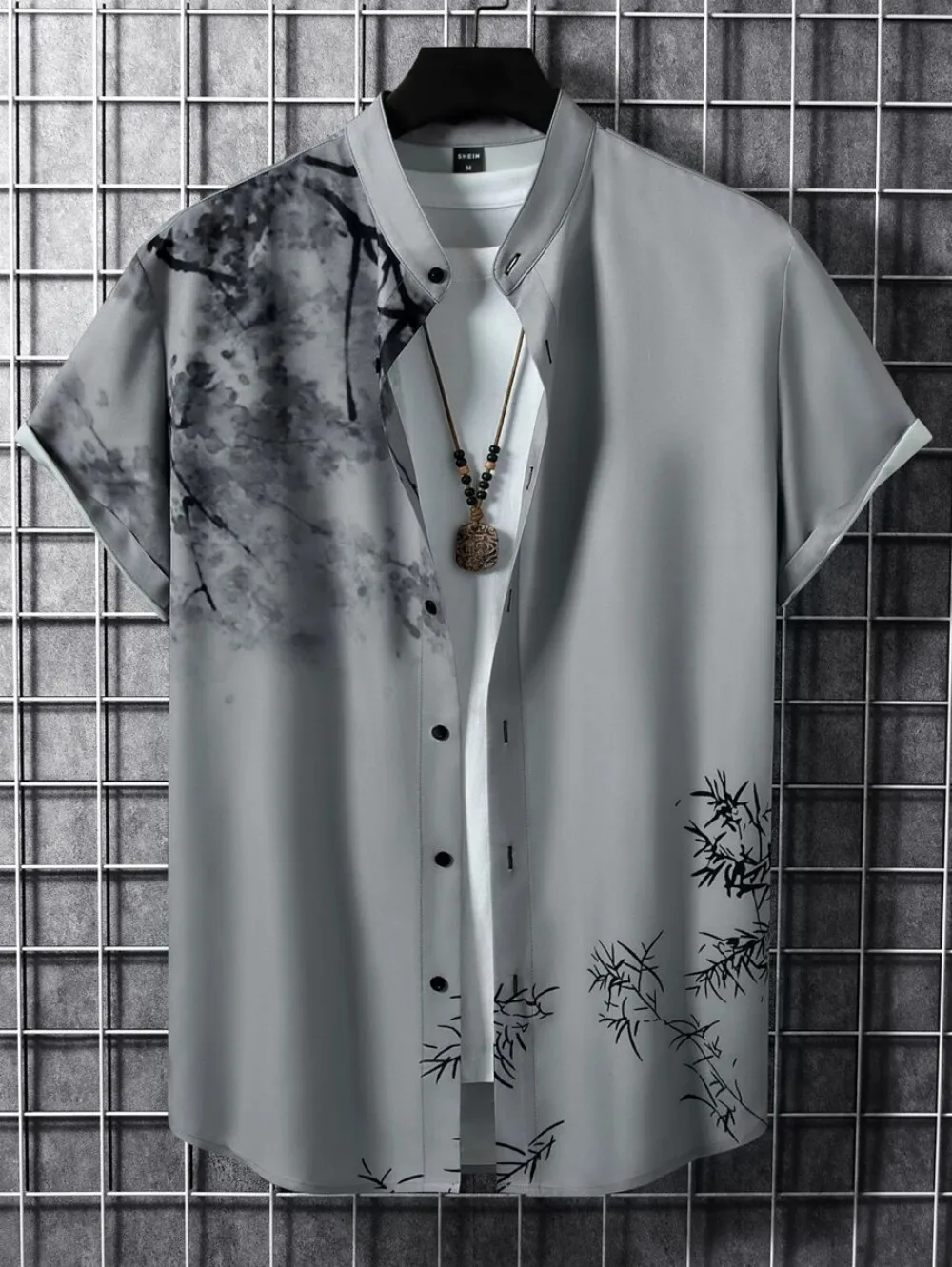 Men's Long Sleeved Shirt, Plant Printed Shirt in 14 Colors