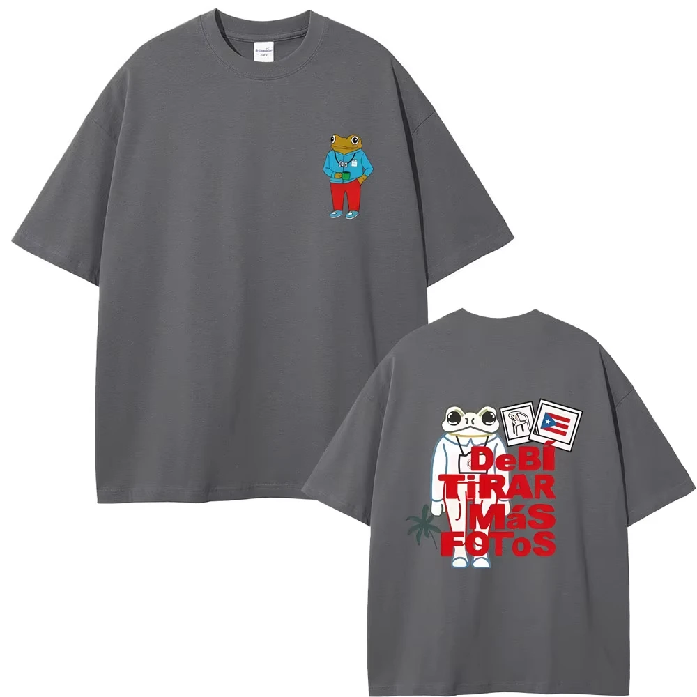 Rapper Bad Bunny Music Album Frog T-shirt Debi Tirar Mas Fotos DTMF World Tour T Shirts Men's Fashion Hip Hop Oversized T-shirts