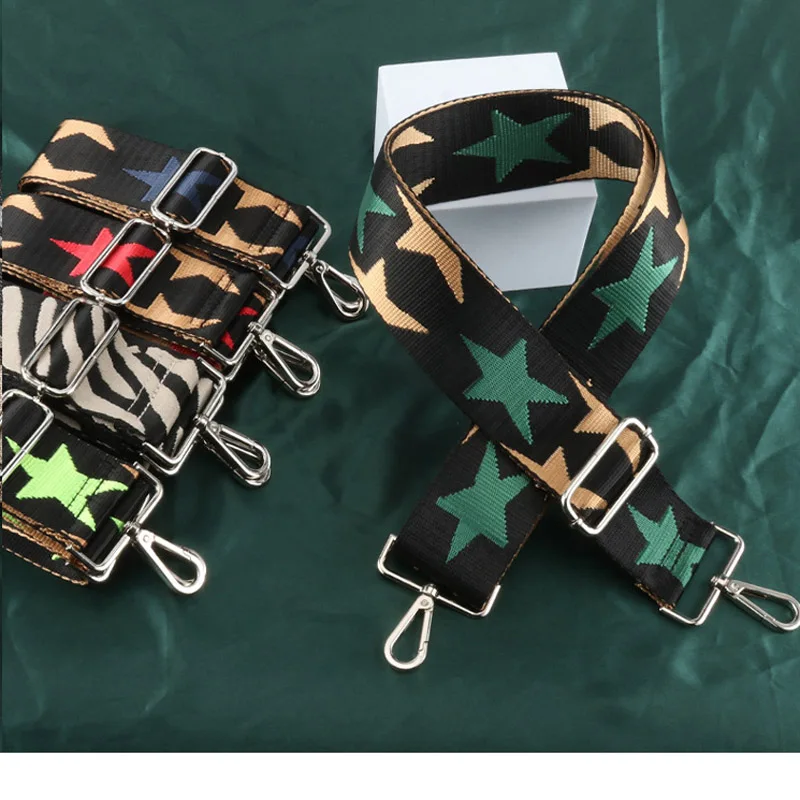 Colorful Star Wide Shoulder Crossbody Bag Strap Adjustable for Female Handbag O Bag Belt DIY Bags Belts Accessories for Bags