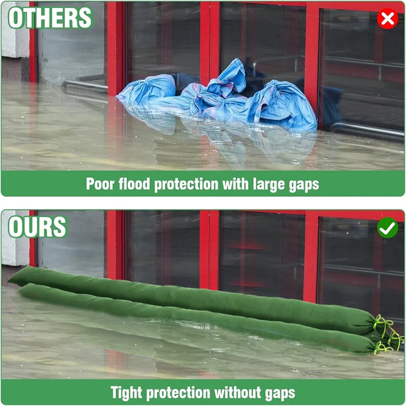 【B07R】4 Pcs 6Ft X 6Inch Long Sand Bags For Flooding - Thickened Canvas Flood Protection Sandbag Tube With Elastic Band