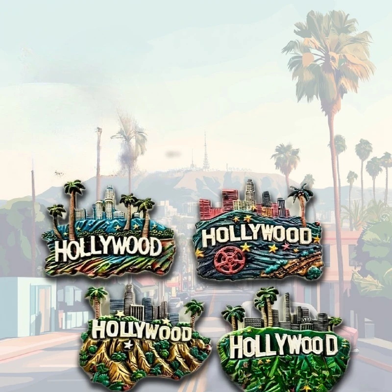 مغناطيس ثلاجة هوليوود - تذكار LA عتيق، ديكور أمريكي فريد من نوعه، هدية ممتازة لمحبي الأفلام وغرفة النوم الجمالية