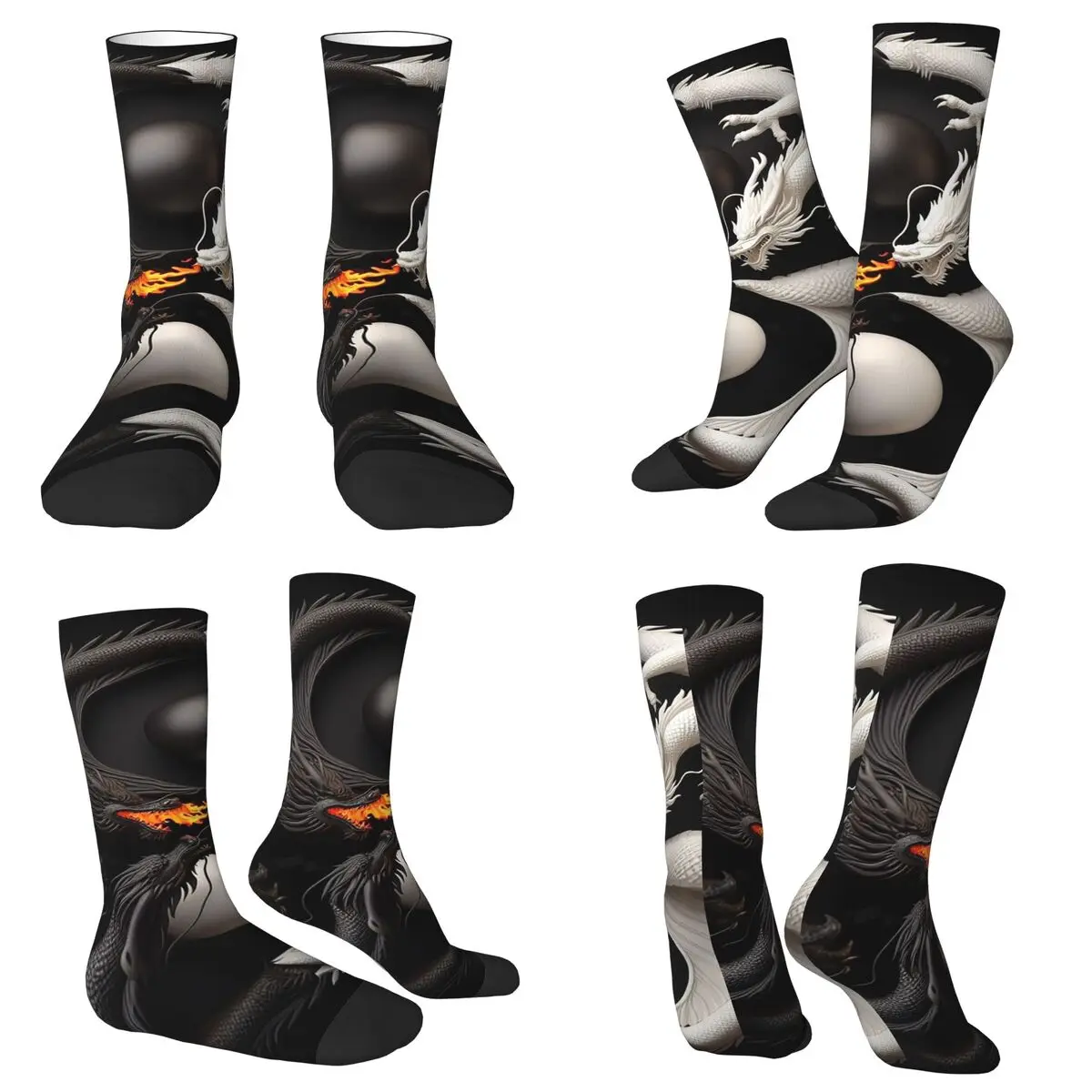 All Seasons Crew Stockings Yin Yang Dragon Classical Mythology Art Socks Crazy Long Socks for Men Women Valentine's Day Gifts
