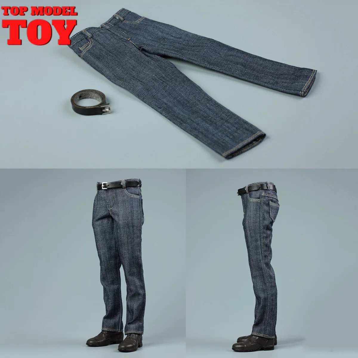 1/6 Scale Jeans Pants Trousers with Belt Clothes Model Fit For 12'' Male Soldier Normal Body Action Figure Body Dolls