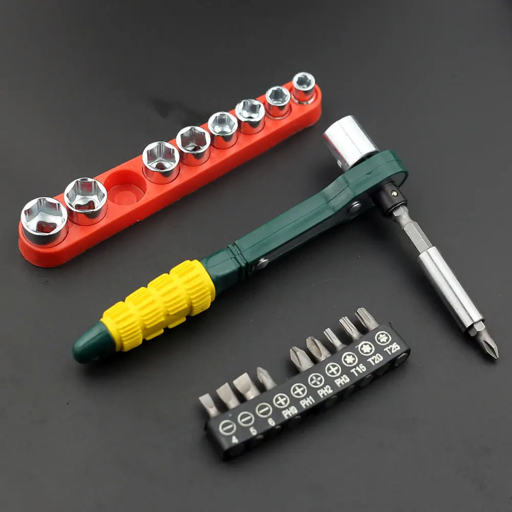 Mini Ratchet Screwdriver 1 4 Inch Drive Handle Quick Release Wrench Tool For Universal Socket Bits Household Repair Kit
