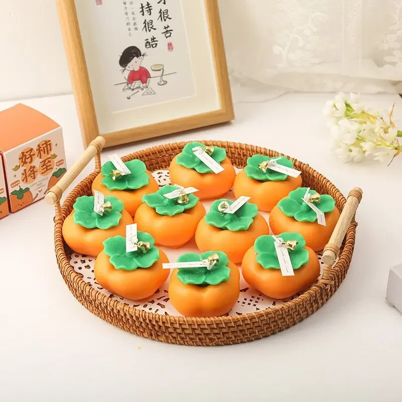 1PC Persimmon scented candle as a souvenir, indoor display item, smokeless solid scented wax, Christmas