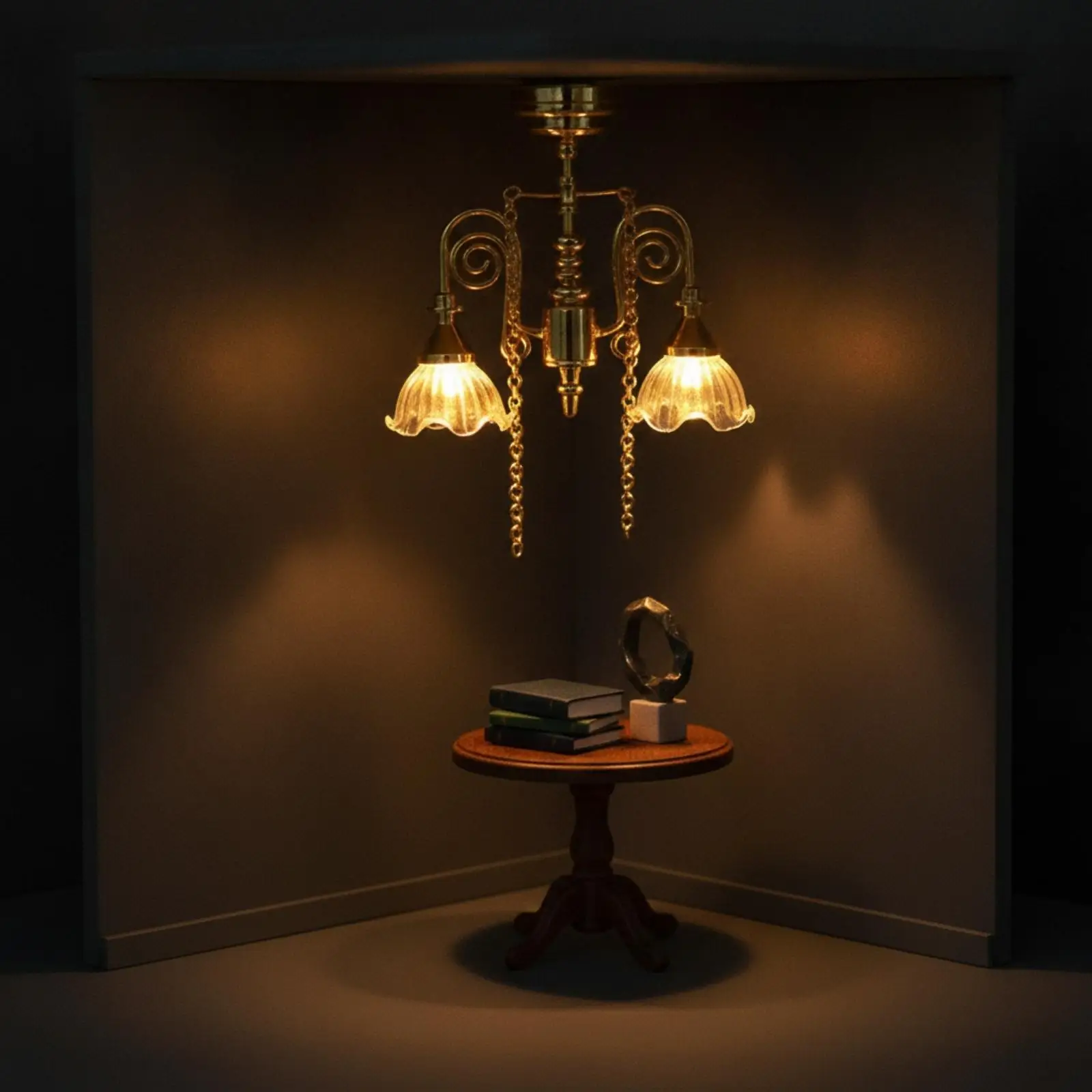 Alloy Dollhouse Light Illuminated Miniature Dollhouse Lighting Fixture Compact Miniature Interior Lamp for Collectible Display