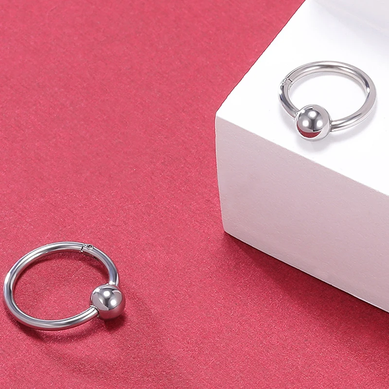 1PC Surgery steel solid titanium round head ring nose lip ring Lip ear diaphragm spiral cartilage perforated earring Stainless s
