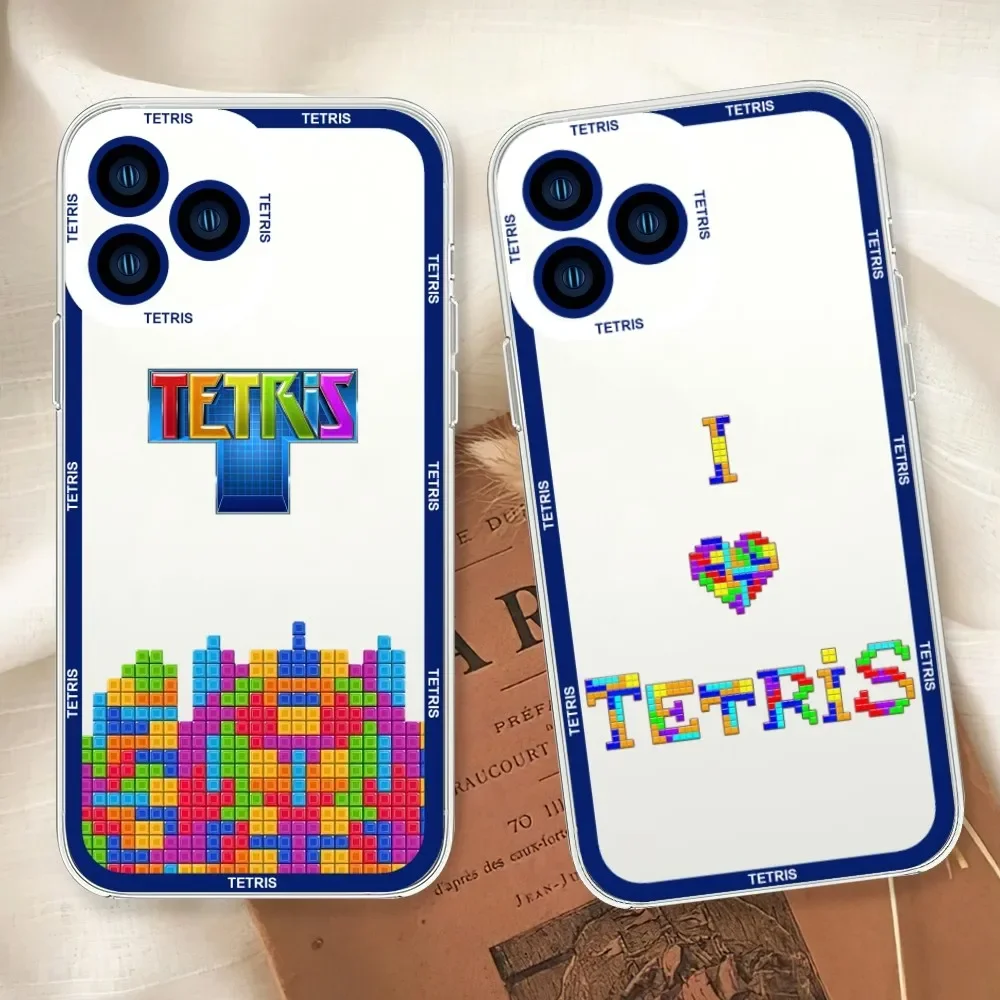 Game T-Tetris B-Block Phone Case For Samsung  A52 A53 A70 A71 A72 A73 A80 A91 S Transparent Border Shell