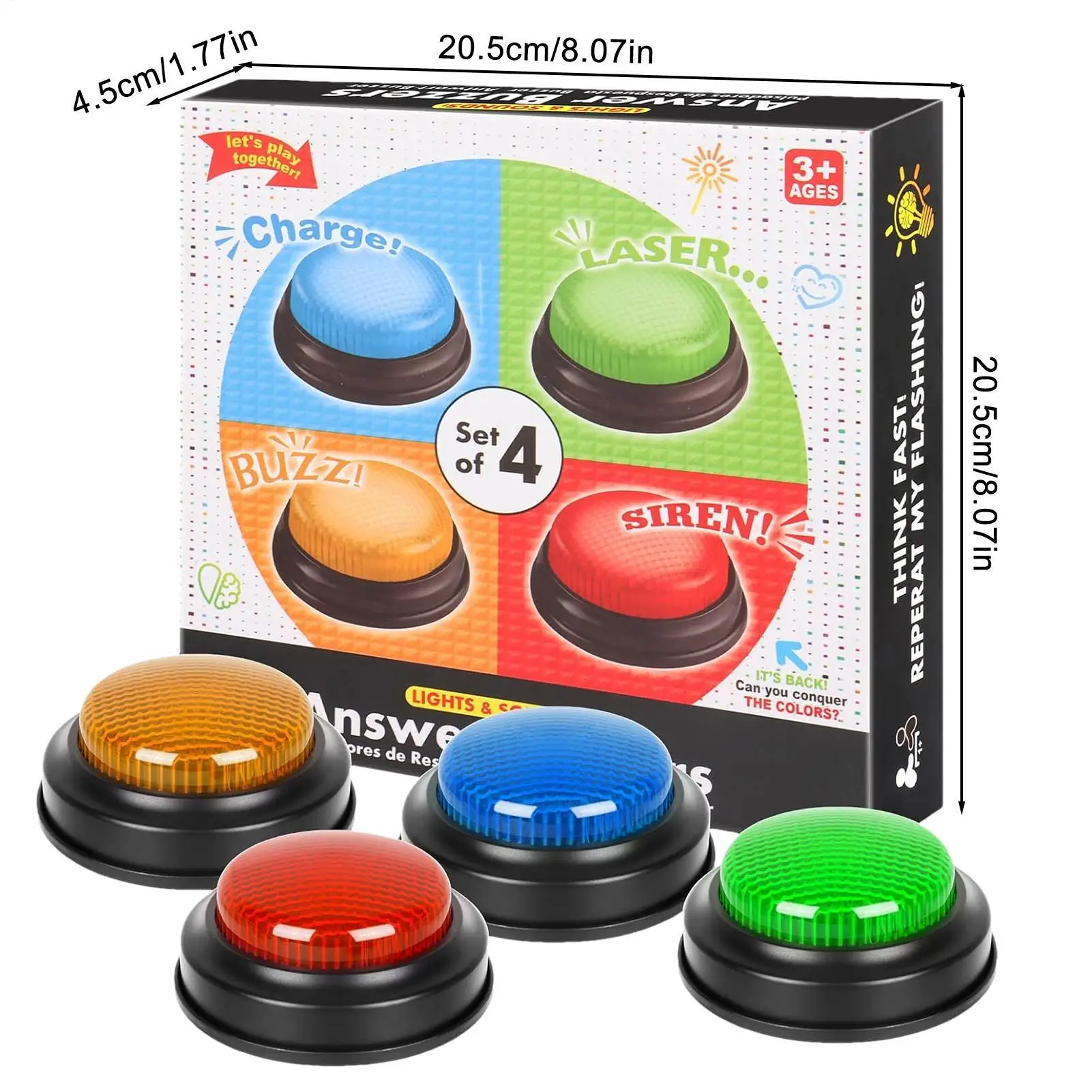 Quick Answer Buzzers 4Pcs/set Game Answer Prop Button Hand-held Bell Game For Classroom Knowledge Competitions