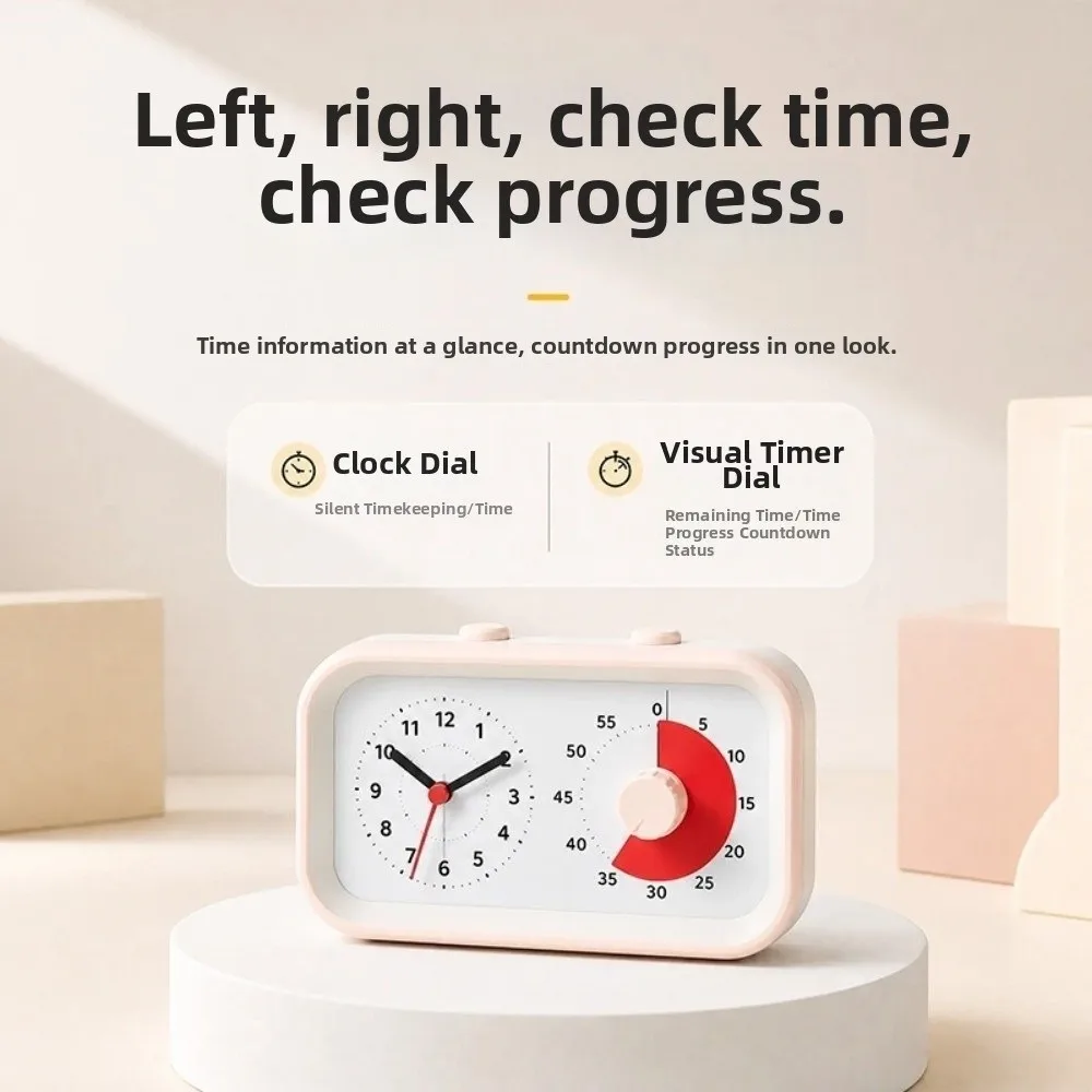Dual Screen Dual Screen Visual Timer Self-discipline Silent Time Manager Alarm Clock 60 Minute Countdown Battery Operated