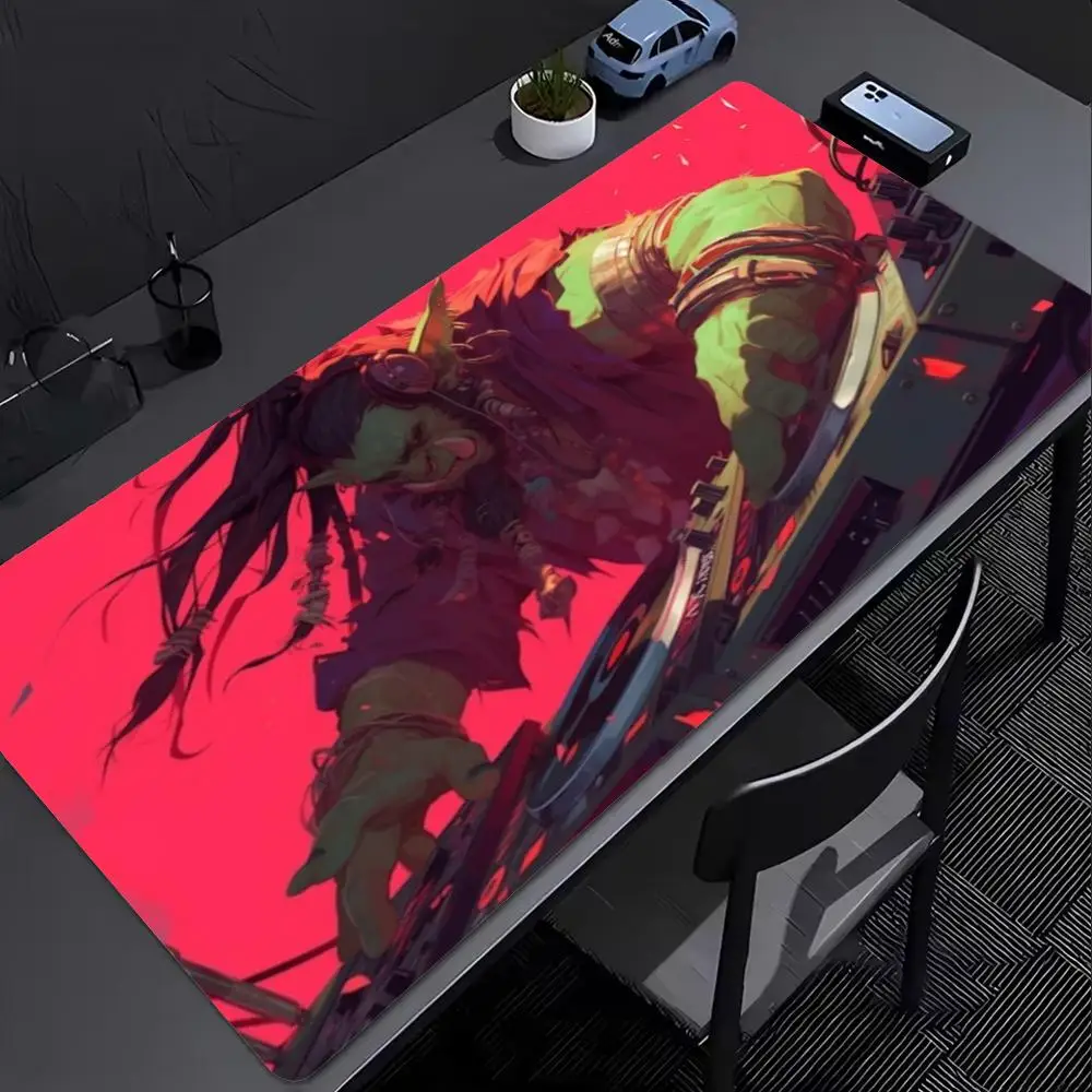 XXL Large Gaming Mouse Pad DJ Orc Tiger Neon Painted Lady Print Anti Slip Rubber Desk Mat Keyboard Pad For PC Laptop Gaming Desk