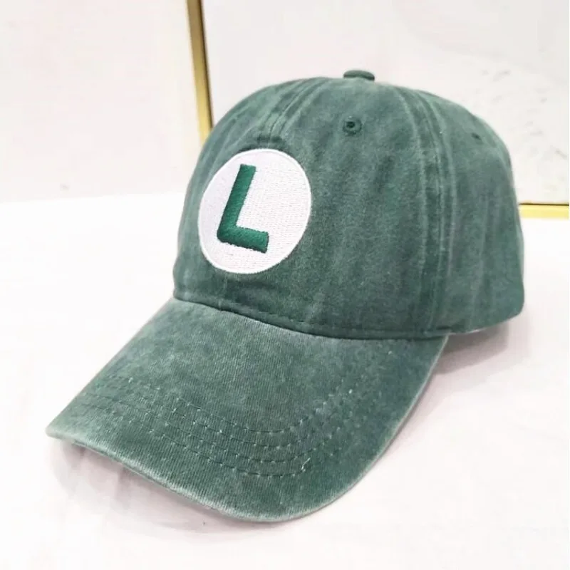 Vintage Washed Baseball Cap Distressed Retro Game Style Red M Logo Embroidery Adjustable Dad Hat Casual Streetwear Unisex Gift