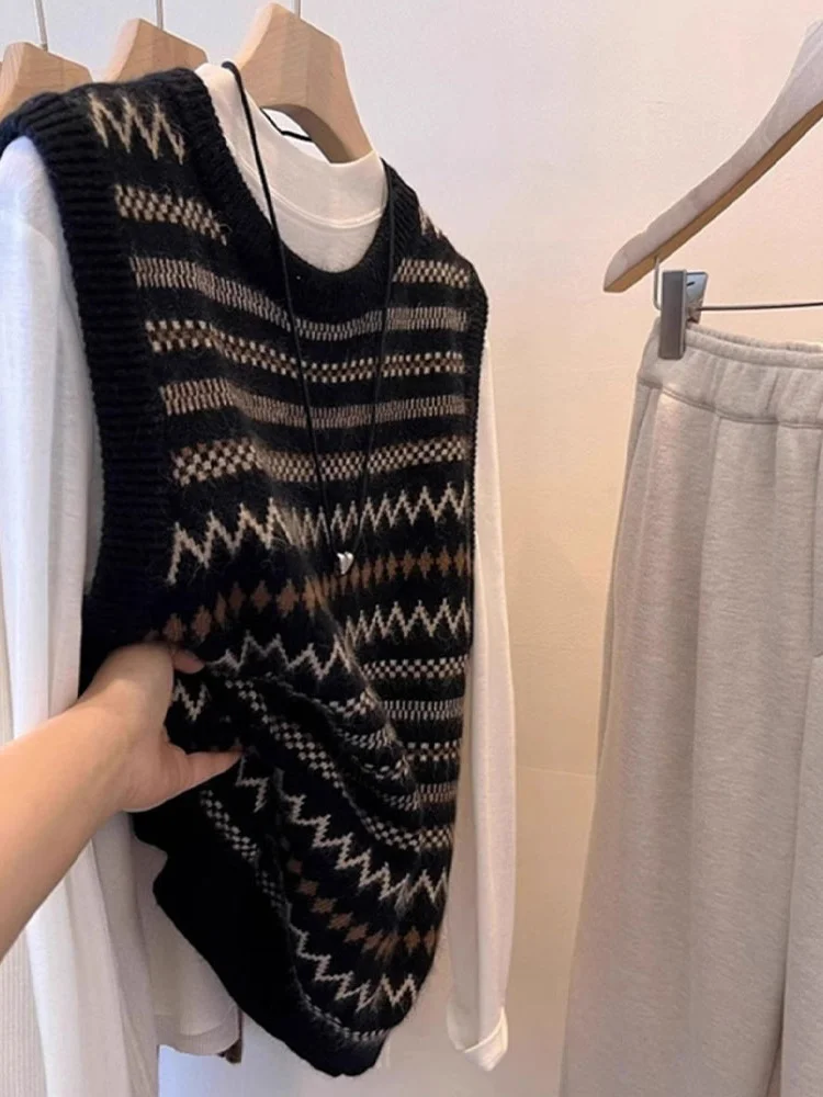 

Unique Wave Knit Svel round Ne Pullover Vest Soft Cozy Layering Women's Faion Commute Sle Pure Color Other Material