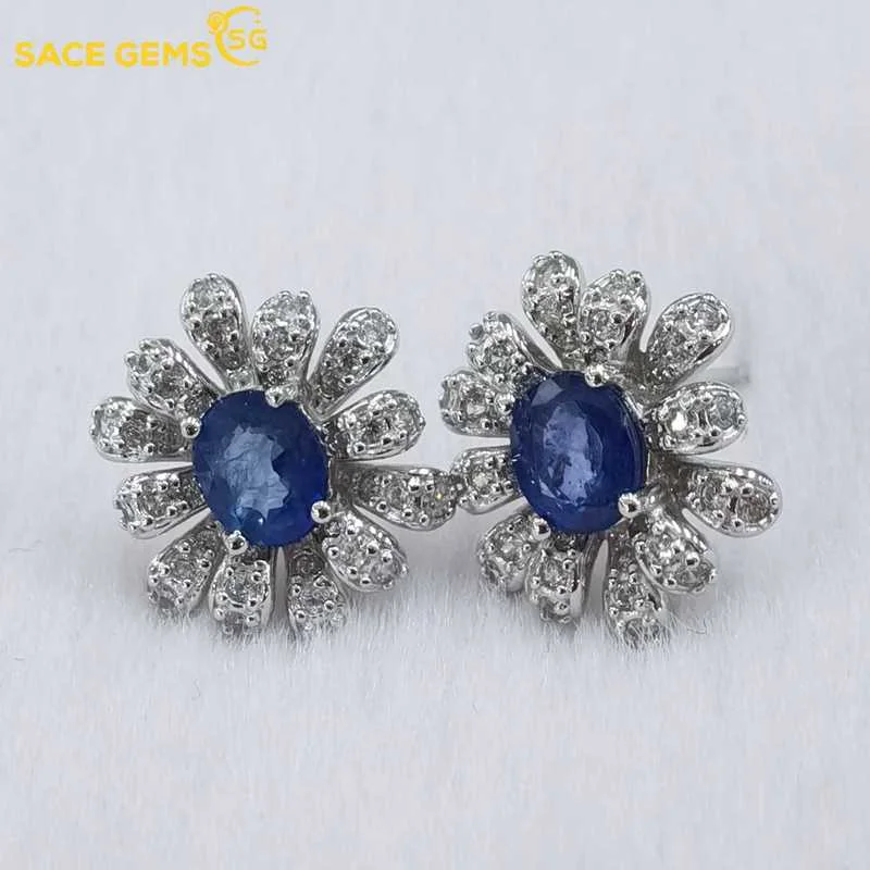 

SACE GEMS New Arrival Trend Sapphire Earrings 925 Sterling Silver Stud Earrings for Women Everyday Party Fine Jewelry Gift