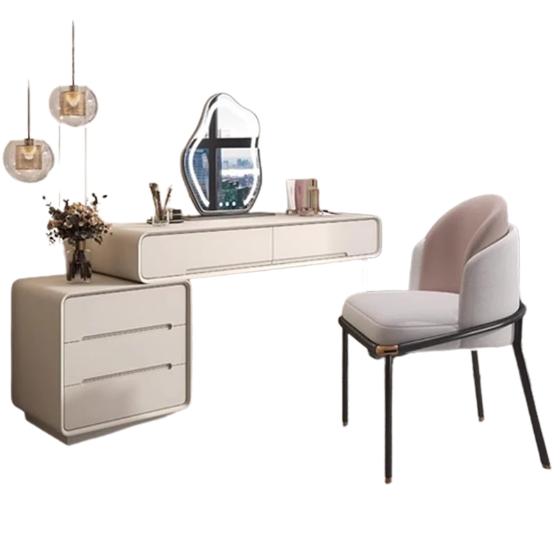 Modern White Dressing Table Luxury Solid Wood Makeup Mirror Dressing Table Bedroom European Comoda Pra Quarto Home Furniture