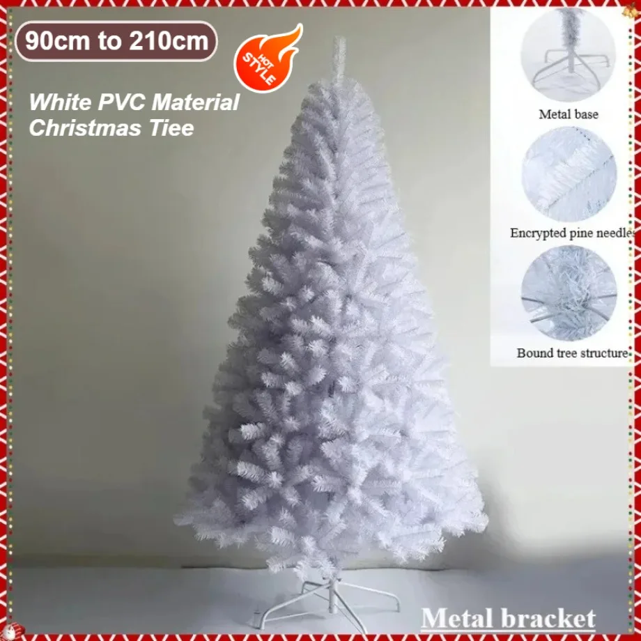 

Artificial Christmas Tree PVC Encrypted White Christmas Tree 90cm-210cm Christmas Party Atmosphere Home Decoration Supplies