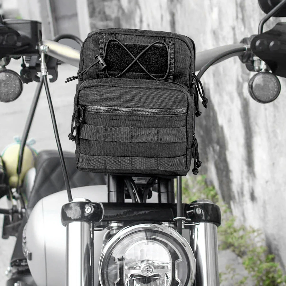 Motorcycle Sissy Bar T-Bar Handlebar Bag For Harley Softail Dyna Sportster FXBB Custom Front Handle Bars Bags Travel Pouch Bag image 5
