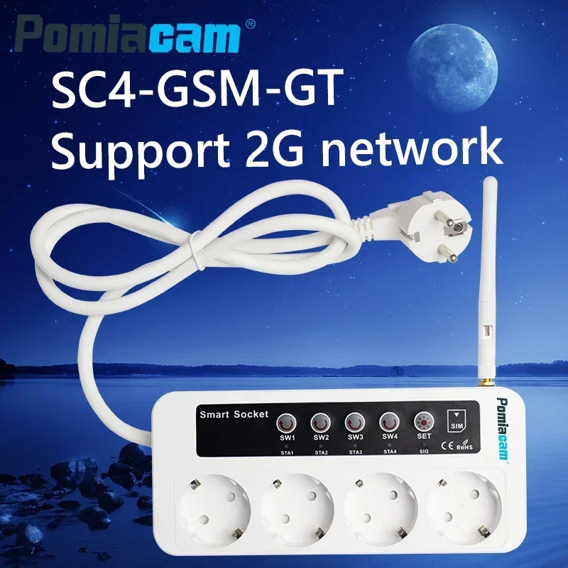 SC4-GSM-GT 2G tarjeta SIM Control remoto inteligente apagado/encendido interruptor de alimentación enchufe Jack 4 canales Puerto enchufe inteligente 16A SMS