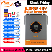 PowMr 6.2KW 48V Hybrid Solar Inverters 220V Output Pure Sine Wave With MPPT 120A Solar Charge Controller for Panel 60-500VDC