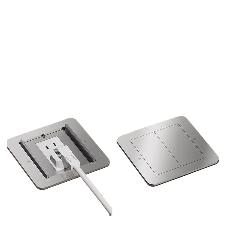 

Hidden double door ground socket, stainless steel waterproof floor cover, invisible five hole network ground socket
