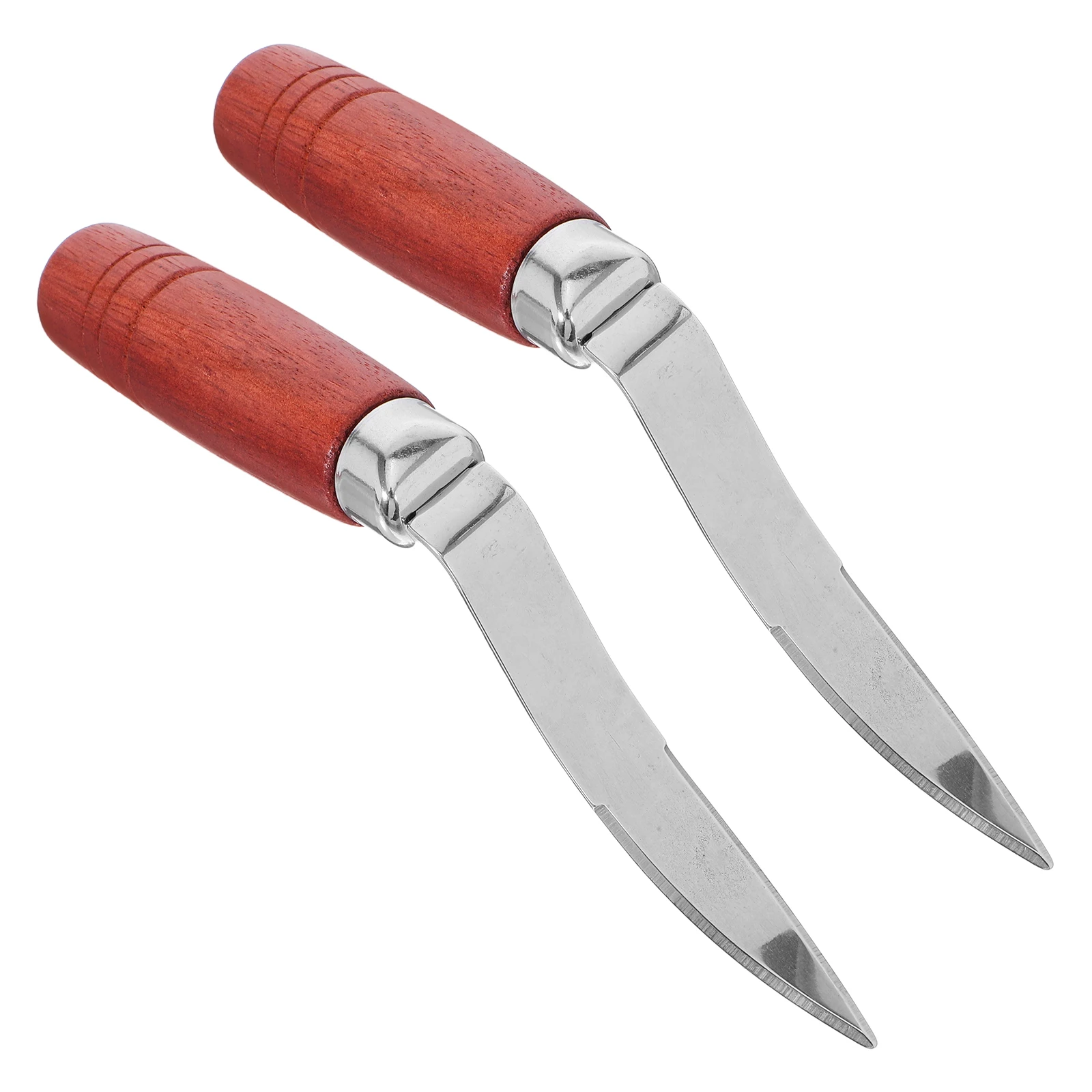 

2 Pcs Coconut Shell Opener Meat Scraper Handle Tool Steel Knife Remover Removal