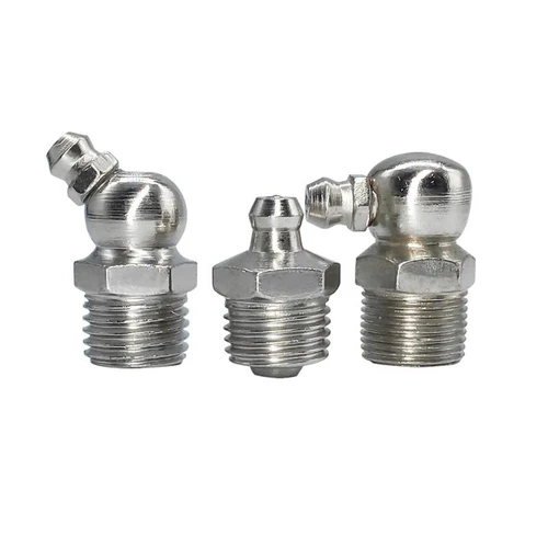 Tetina de grasa niquelada de hierro, rosca macho Imperial métrica, tipo codo recto, accesorio Zerk de aceite para pistola de engrase