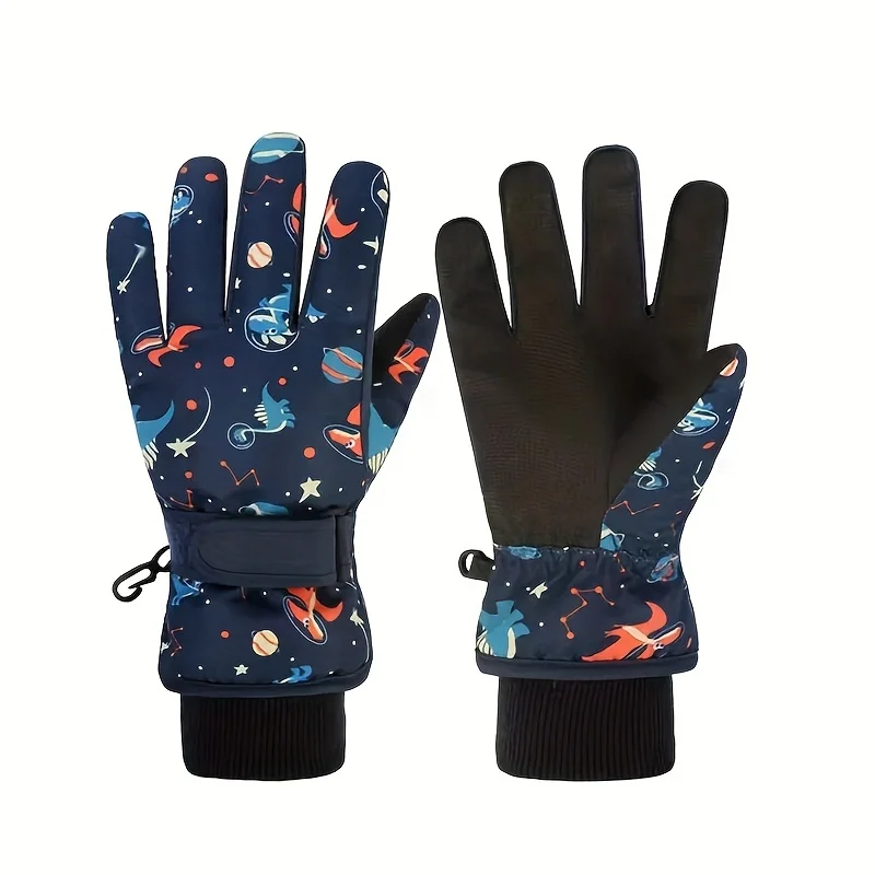 Kids Winter Gloves Full Finger Mittens Antiskid Coating Warm Cartoon Thermal Ski Gloves Mitten Snowboard Wear Skiing Equipment