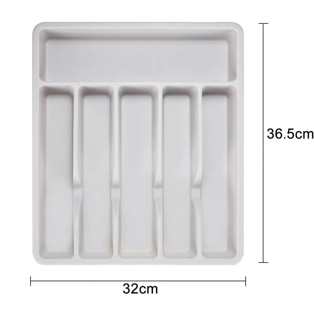 Cutter Storage Box Cutlery Drawer Organizer Tray 6 Compartment Plastic Utensil Storage Box Kitchen Flatware Divider for Forks