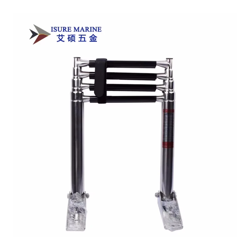 

ISURE MARINE 4 Step Boat Ladder 304 Stainless Steel Telescoping Folding Pontoon Boat Ladder Dock Swim Ladder
