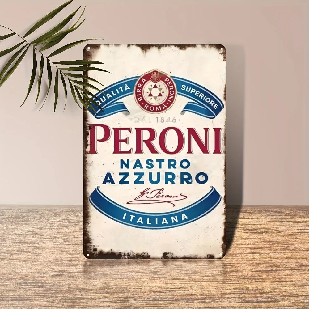 Vintage Italian Beer Iron Sign 8x12 Inch, Rustic Weatherproof Wall Decor for Bar Home, Pre-Drilled