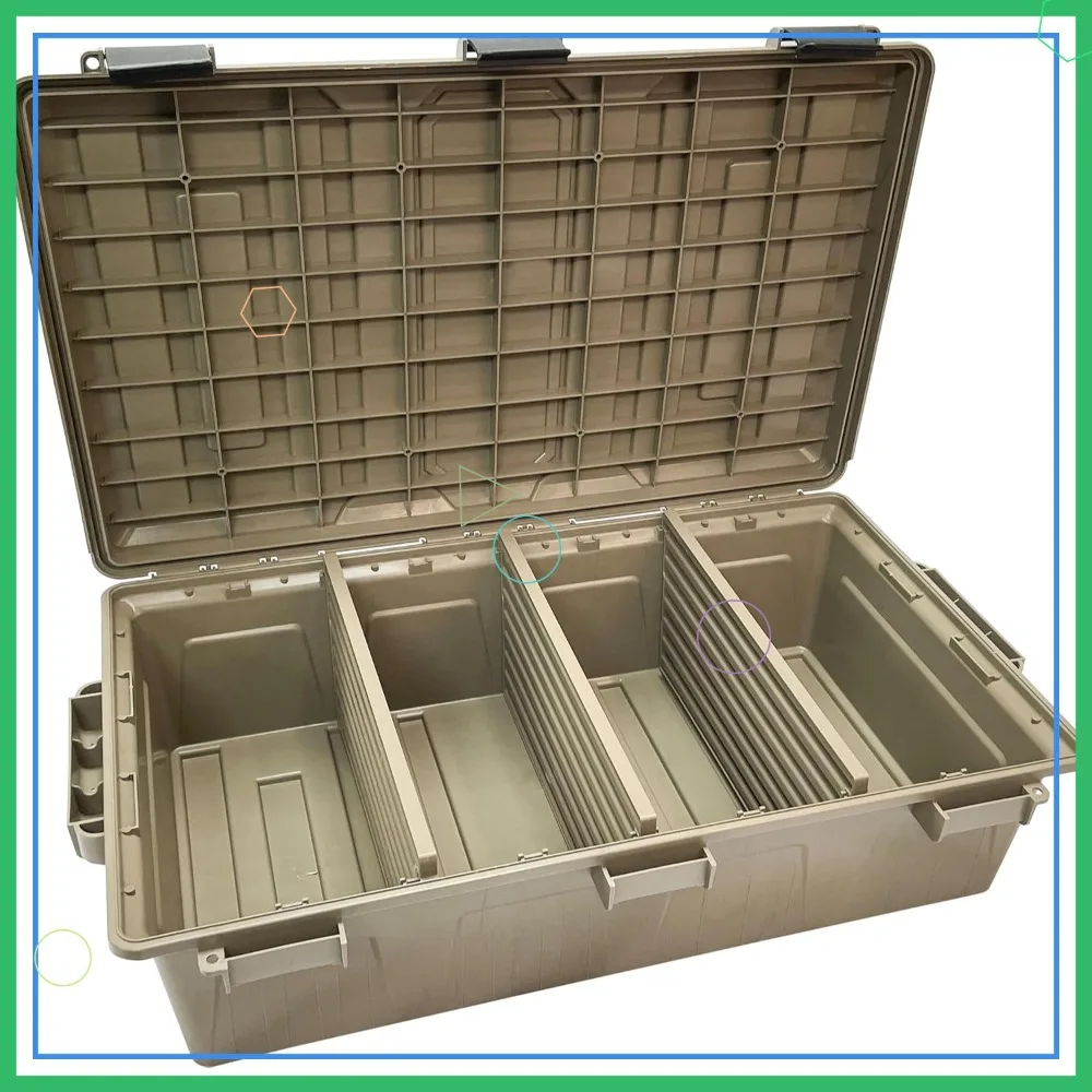

Divided Ammo Crate Utility Box, Water Resistant, Lockable Storage, Survival Gear, Dark Earth, Made in USA