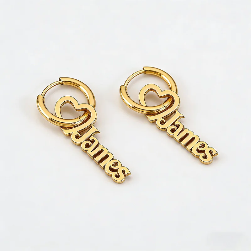 Fashion Stainless Steel Name Customized Dangle Earrings Woman Man Letter Names Personalized Gold Silver Color Earring Jewelry