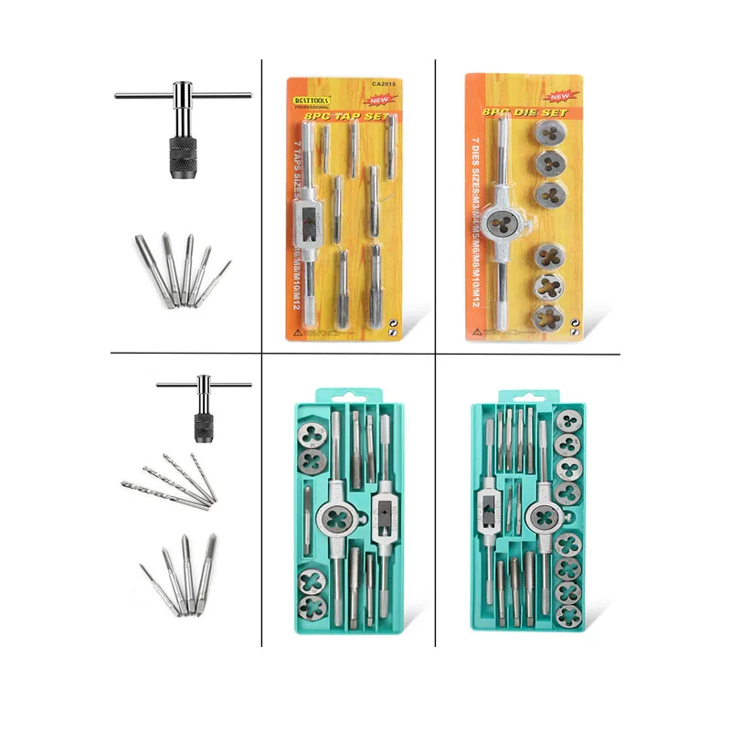 LY HSS Tap and Die Set Metric Wrench Thread Tools Threading Tool Set with Blue Case for Professional Metalworking Engineer Kit