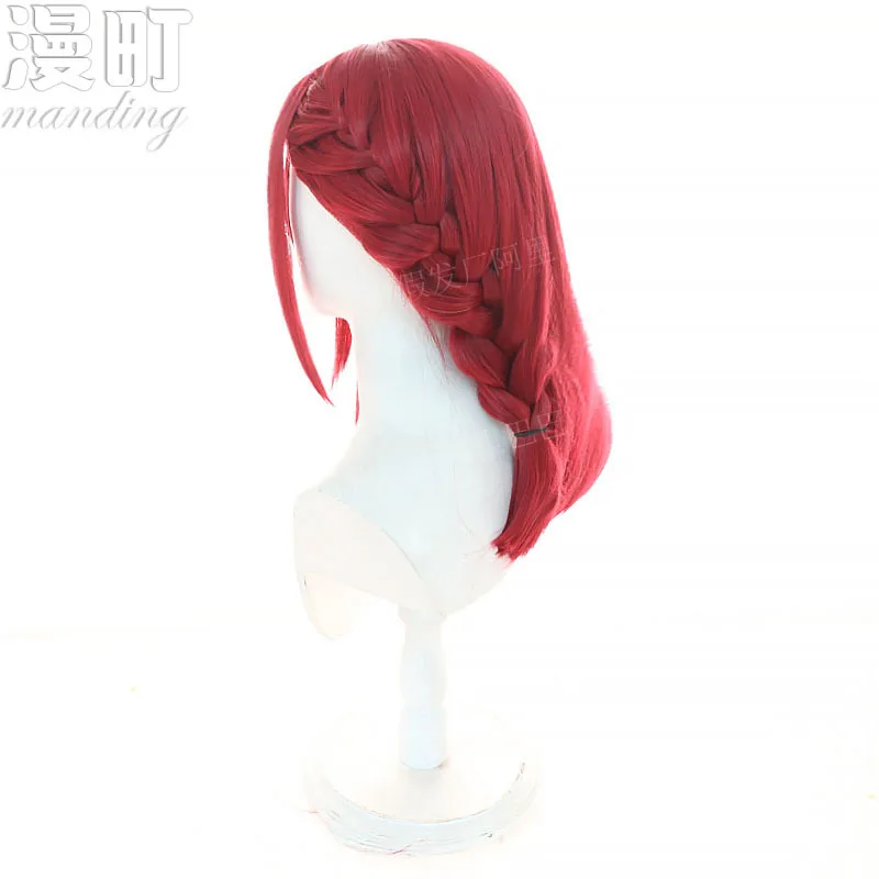 Blue Prison Qianche Leopard Horse cosWig Red Medium Long Hair Fishbone Three-Strand Braid Style