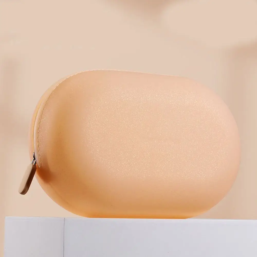 Large Capacity Silicone Cosmetic Bag Waterproof Space Saving Travel Storage Bag Dust-proof Zipper Closure Coin Purse Travel