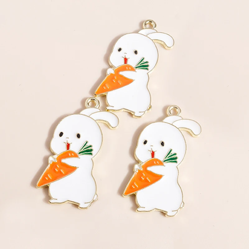 10pcs Enamel Mini Rabbit Charms for DIY Jewelry Making