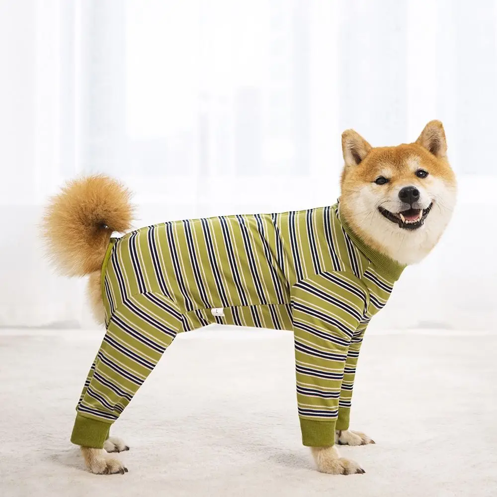 

Creative Four-legged Puppy Stripes Jumpsuits Polyester Fashionable Pet Dog Clothes Soft Dog Pajamas Summer