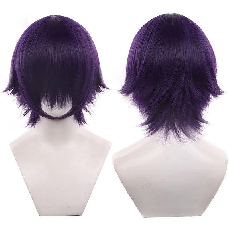 16 لون الاصطناعية قصيرة مستقيم شعر مستعار تأثيري رقيق الطبقات مقاومة للحرارة الشعر أنيمي الباروكات هالوين لعب الأدوار