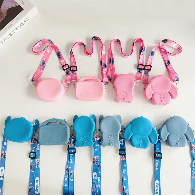 Kawaii Disney Stitch Silicone Coin Purse Cartoon Children's Bag Fashion Mini Minnie Mickey Bag for Girl Birthday Gift