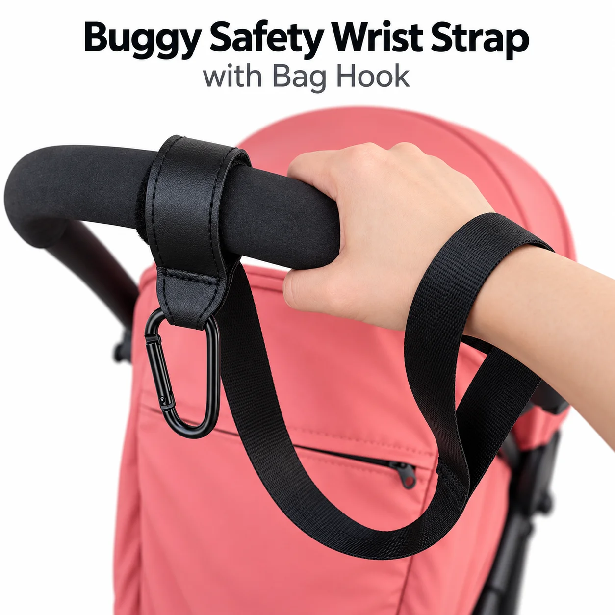Anti Lost Wrist Strap Leash for Baby Stroller Safety Harness Anti-Slip Hand Band with Bag Hook for Toddler Pushchair