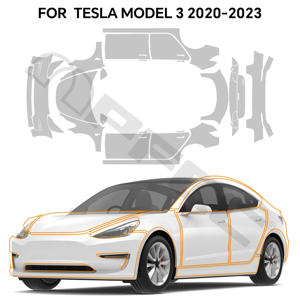

9Mil Pre-cut PPF For Tesla Model 3 2020-2023 TPU Anti-Scratch Paint Protection Film Car Body Clear Bra Resistant Repairable Kit