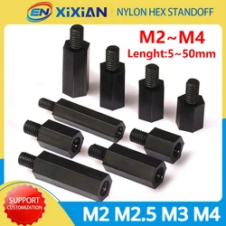 M2 M2.5 M3 M4 Black Nylon Hex Male Standoff Spacer Pillar Mount Thread PCB Plastic Hexagon Motherboard Bolt Spacing Screw