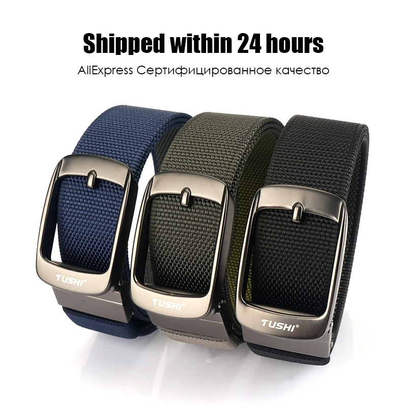 2022 New Reversible Belt Alloy Automatic Buckle Sturdy Real Nylon Men's Trouser Belt 34mm Two Color Girdle Male Waistband Hiking