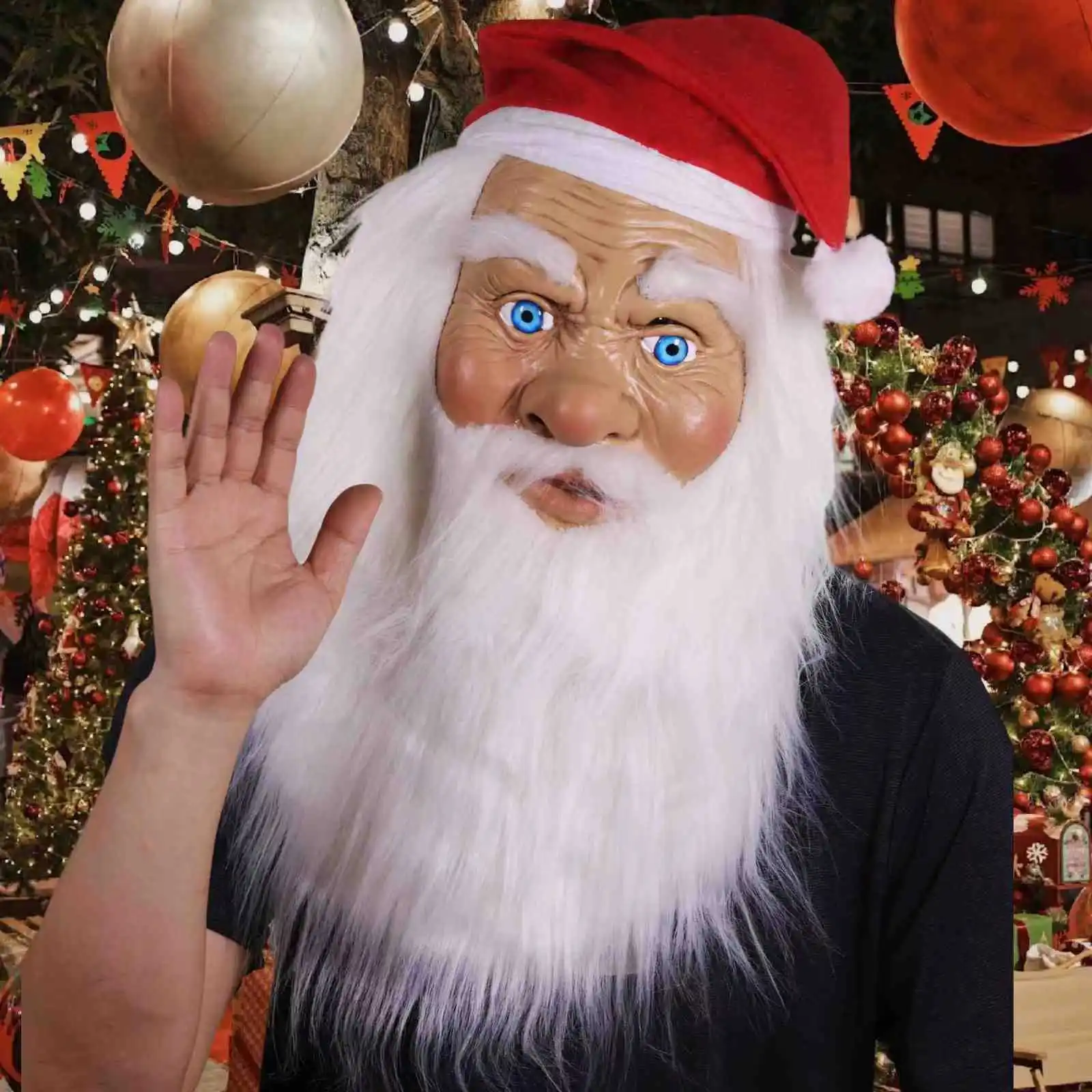 

Santa Claus Full Latex Mask Wig Beard Christmas Holiday Soft Santa Claus Mask Funny Mask Super Soft Santa Halloween Mask