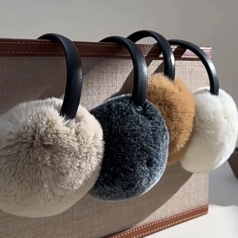 New Winter Women Warm Luxury Faux Fur Earmuff Outdoors Fashion Fluffy Earmuffs Girl's Simple Ear Cover for Winter 2025