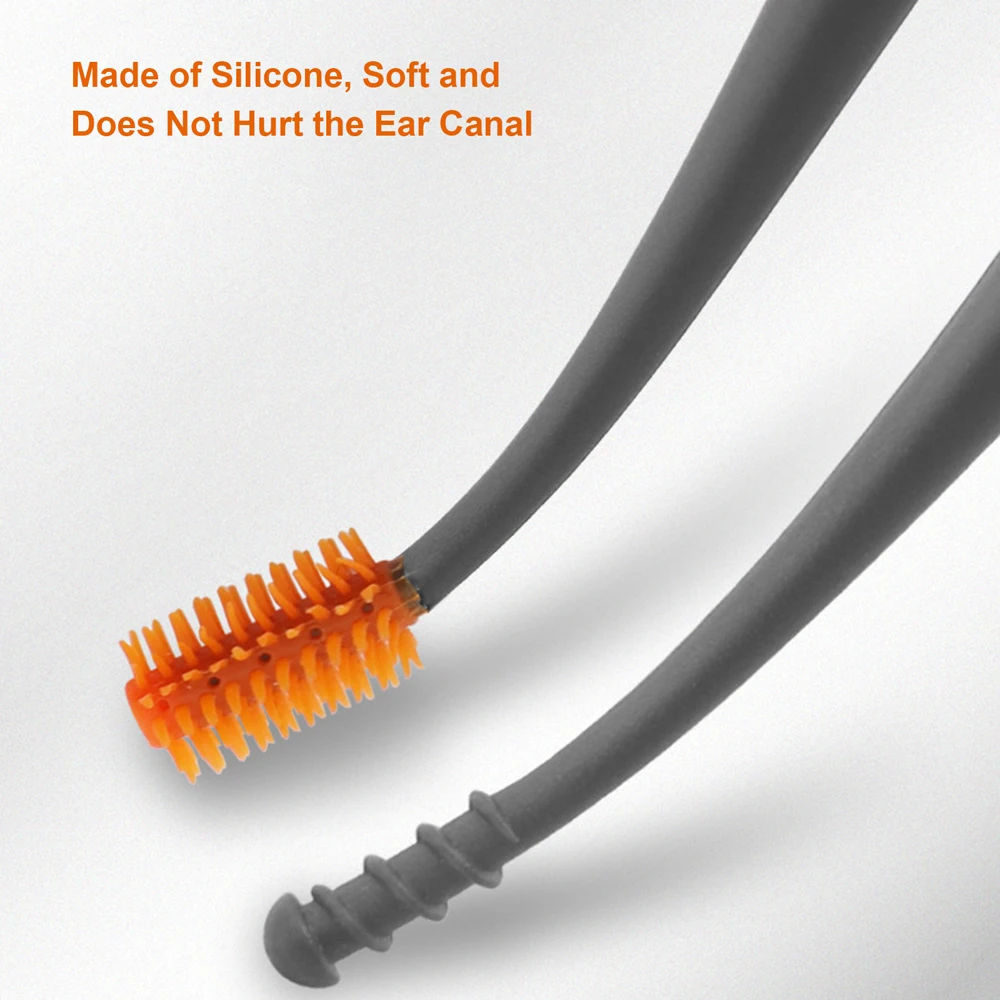 

Portable Ear pick Remover Ear Care Tool Silicone Earwax Cleaner Sticks Double Head Earpick 360° Spiral Swab Ear Pick Spoon